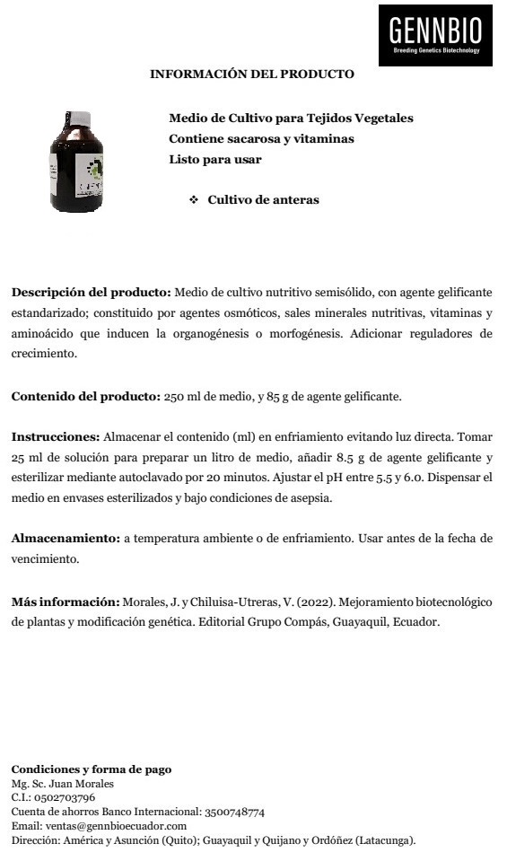 Plant tissue culture medium.